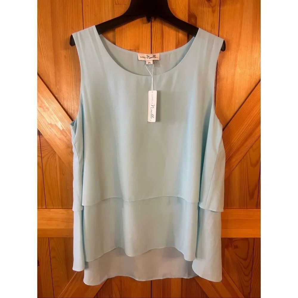 SIMPLY NOELLE  Women’s Light Blue Layered Blouse NWT Size 2XL (5606)